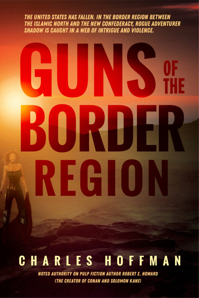 Another alternative redesign for the cover of Guns of the Border Region. This version uses the same background image as the first, but with the title somewhat transparent against the background image.